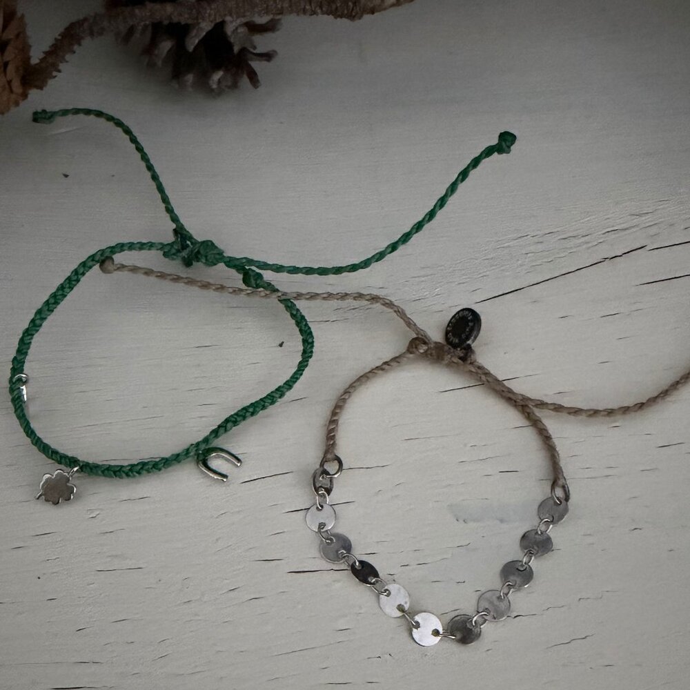 Pura Vida Silver Lucky Charms & Silver Disc Bracelets